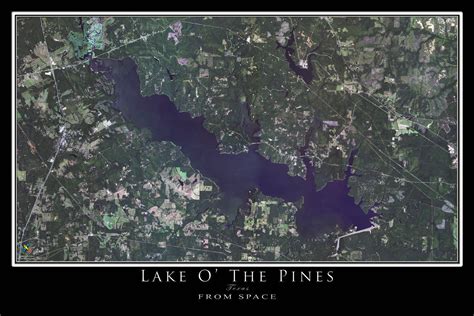 The Lake O' The Pines Texas Satellite Poster Map Home Décor Globes ...