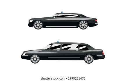 Set Black Cars Road Vehicles Side Stock Vector (Royalty Free ...