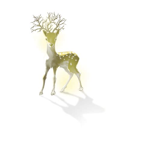 Sika Deer PNG Transparent, Hand Painted Luminous Sika Deer Design ...