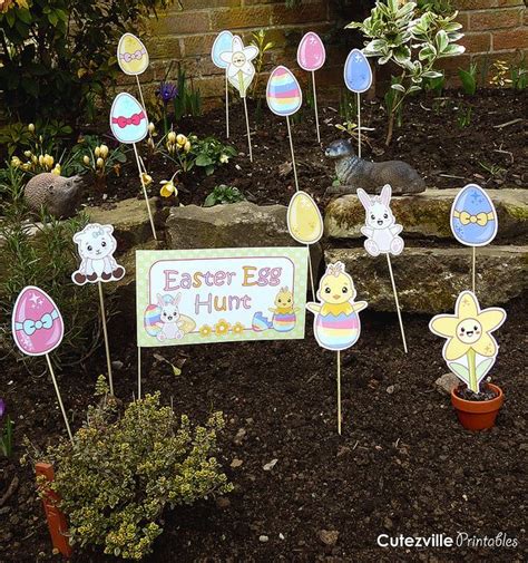 Printable Easter Egg Hunt Decorations Garden Kit PDF | Easter party, Easter party activities ...