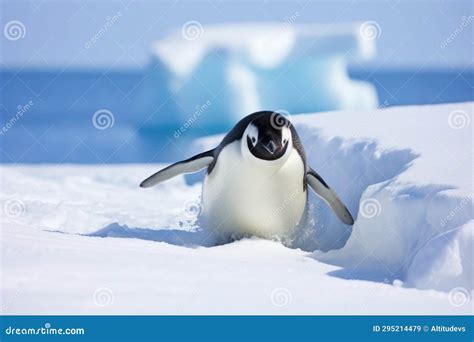 Penguin Sliding on Its Belly Over Snow Stock Illustration ...