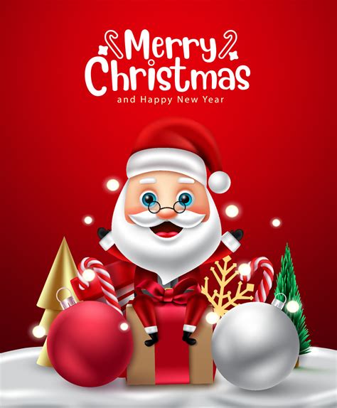 Christmas santa claus character vector design. Merry christmas greeting ...