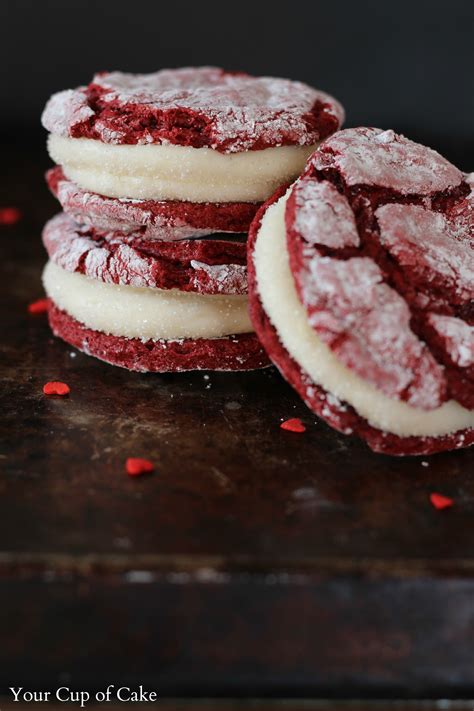 Red Velvet Cookies with Cream Cheese Filling - Your Cup of Cake