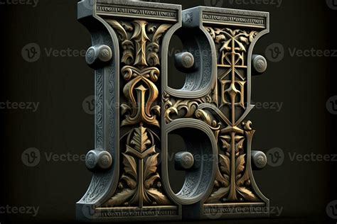 H 3d medieval letter Medieval style alphabet collection letter illustration 23969226 Stock Photo ...