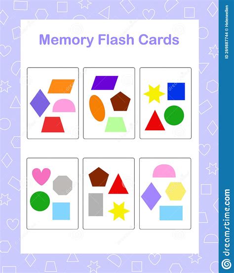 Memory Game Geometry Shapes of Different Colors, English Vocabulary Learning Printable Cards ...