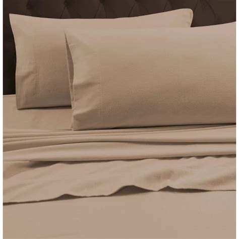 King Heavyweight Flannel Solid Fitted Sheet Cashmere - Tribeca Living ...