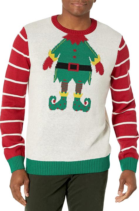 Ugly Christmas Sweater Company Weihnachtspullover mit Elfenmotiv, Rundhalsausschnitt : Amazon.de ...