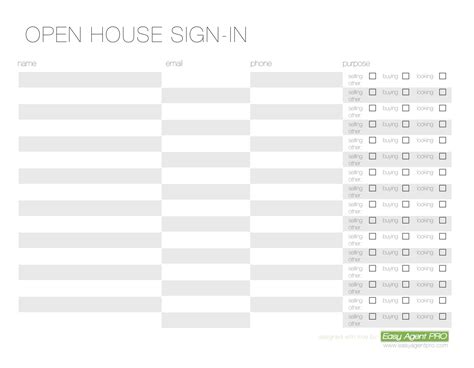 5 Free And Simple Open House Sign In Sheet Templates For Agents