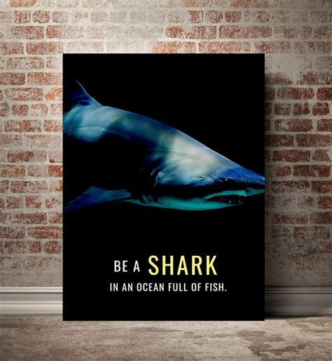 BE A SHARK Inspirational Quotes Canvas Prints Wall Art Office | Etsy