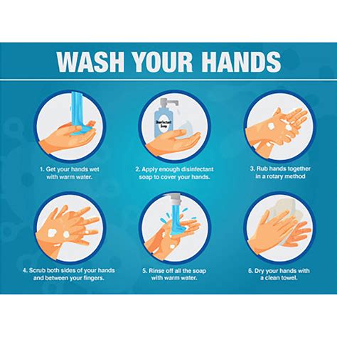 Lorell WASH YOUR HANDS 6 Steps Sign - 1 Each - WASH YOUR HANDS 6 Steps ...