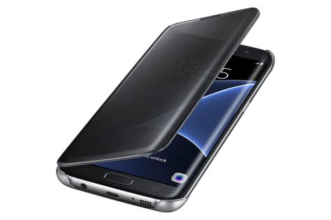 Amazon.com: Samsung Galaxy S7 edge Case S-View Clear Flip Cover - Black: Cell Phones & Accessories