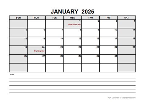 Free 2025 PDF Calendar Templates - CalendarLabs