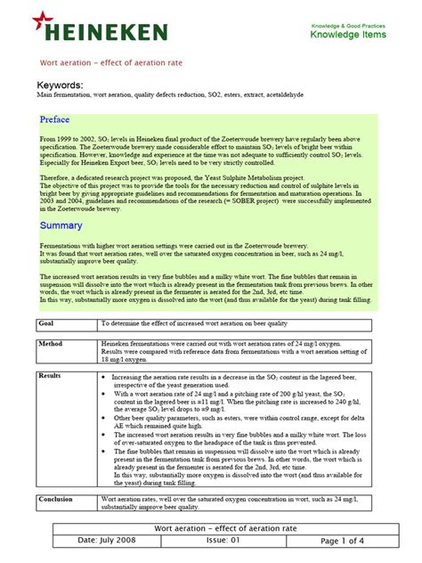 Wort Aeration Effect of Aeration Rate | PDF | Beer | Brewery