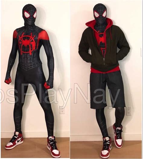 Costumes Into the Miles Morales Costume Cosplay Zentai Suit Spider-Verse Kids Spider-Man ...