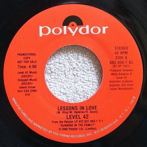 Level 42 - Lessons In Love (1987, Vinyl) | Discogs