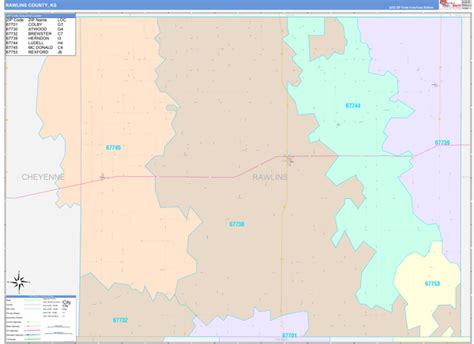 Rawlins County, KS Wall Map Color Cast Style by MarketMAPS - MapSales