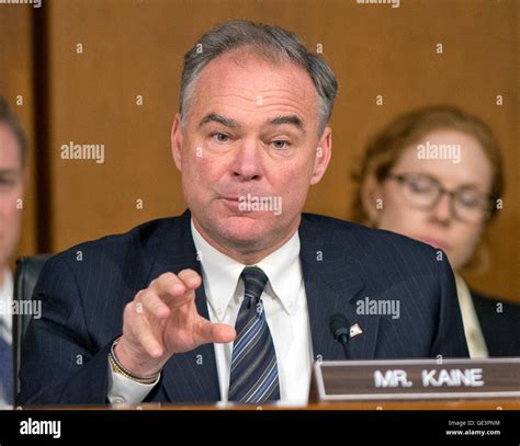 FILE - United States Senator Tim Kaine (Democrat of Virginia) questions U.S. Secretary of ...