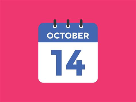 october 14 calendar reminder. 14th october daily calendar icon template ...