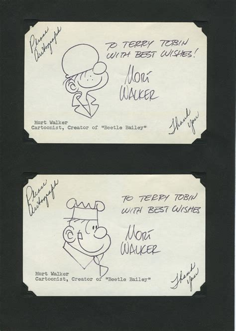 Autograph of Mort Walker, creator of Beetle Bailey comic strip, on two ...