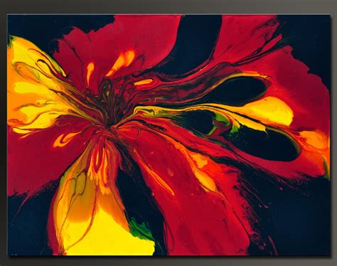 Fire Flower 24 x 18 Abstract Acrylic Painting