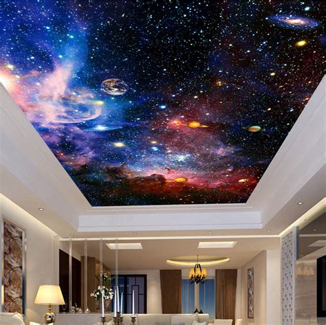 Ceiling Mural Wallpaper Modern 3D Cosmic Starry Sky Space Photo Wall Paper Living Room Theme ...