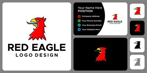 Red Eagle logo design with business card template. 4948579 Vector Art ...