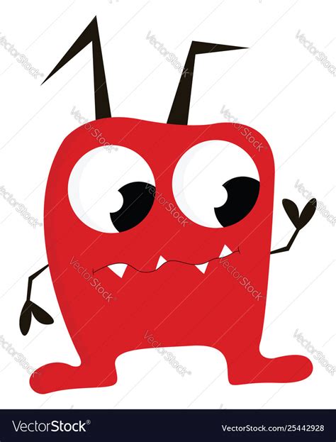 Red monster with horns or color Royalty Free Vector Image