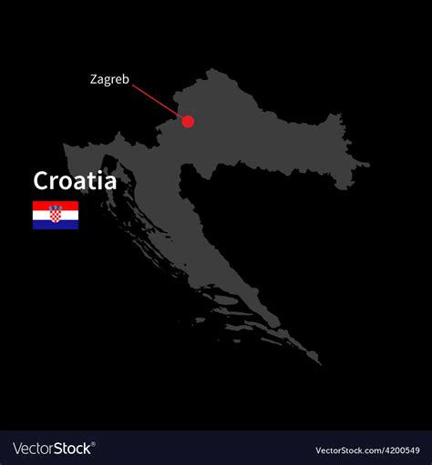 Detailed map of Croatia and capital city Zagreb Vector Image