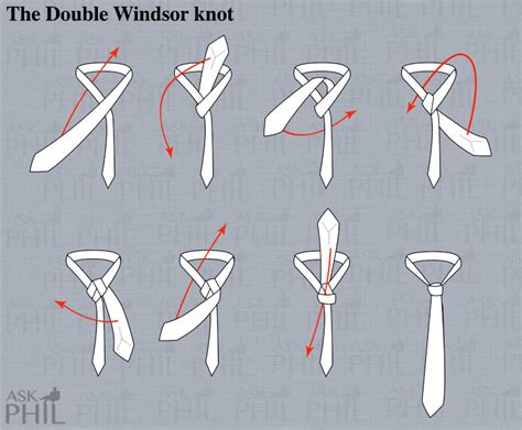 Tie Double Windsor Knot Diagram