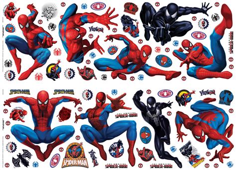 Marvel Spiderman Multicolour Self Adhesive Wall Sticker (L)700mm (W ...