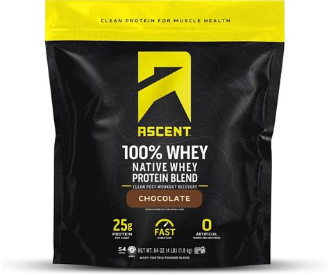 Amazon.com: Ascent 100% Whey Protein Powder - Post Workout Whey Protein Isolate, Zero Artificial ...