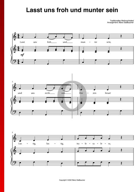 Lasst uns froh und munter sein (Anonymous) Piano Sheet Music - OKTAV