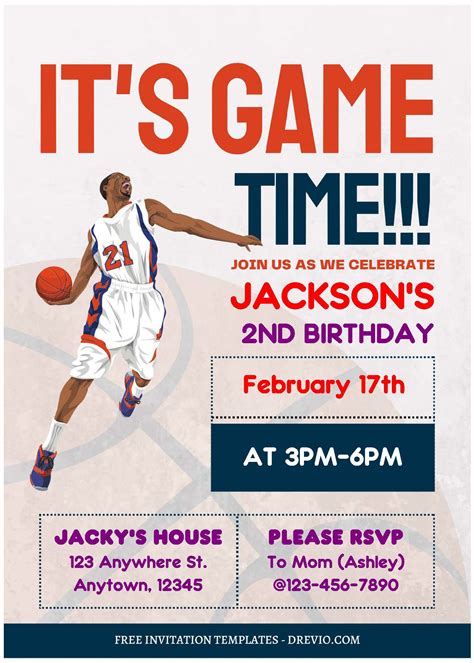 (Free Editable PDF) Cool Basketball Birthday Invitation Templates | Download Hundreds FREE ...