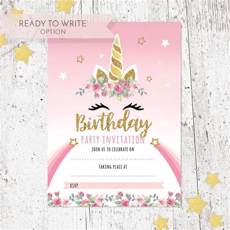 Unicorn Birthday Party Invitations Pack Of 20 By Lauren's Design Studio