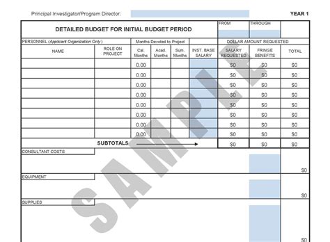 Nih Budget Template | Template Creator