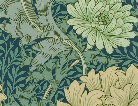 William Morris Wallpaper Sample With Chrysanthemum Painting by William Morris