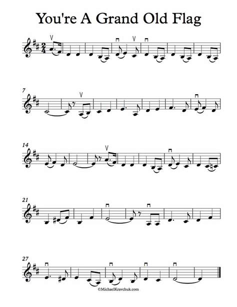 Free Violin Sheet Music – You’re A Grand Old Flag – Michael Kravchuk