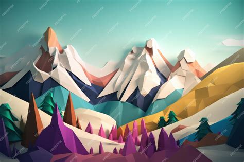 Premium AI Image | A digital art illustration of a mountain landscape ...