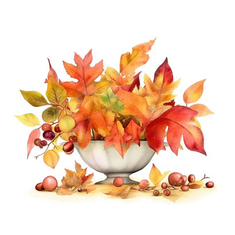 Fall Leaf Decorations Water Color Painting 13 High Quality JPG Clipart ...