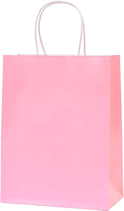 Medium Pink Paper Bags with Handle 60 Pack: Pink Gift Bags, Shopping Bag, Party Favor Bags ...