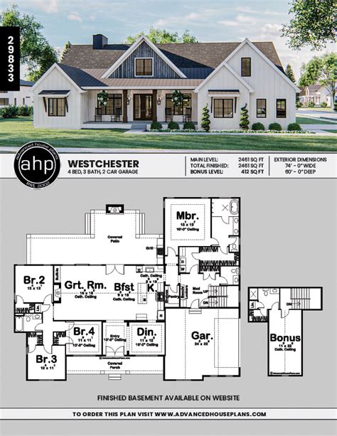 1 Story Modern Farmhouse Style Plan | Westchester #LaminateFlooringSale in 2020 | Craftsman ...