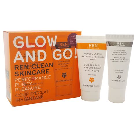 REN - REN Glow and Go! 0.68oz Flash Rinse 1 Minute Facial, 0.68oz Glycol Lactic Radiance Renawal ...