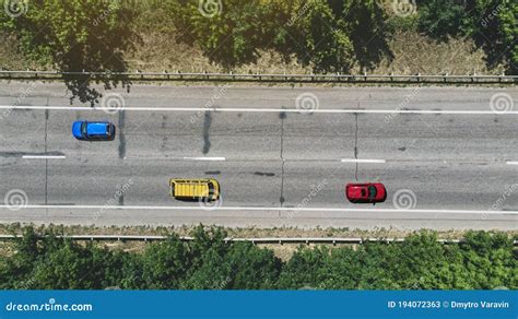 Aerial. Cars on the Asphalt Highway Road Stock Image - Image of highway, direction: 194072363