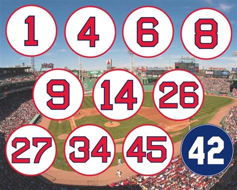 Boston Red Sox Retired Numbers Set 11 Individual 3-inch | Etsy