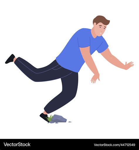 Falling down man tripped on stone flat Royalty Free Vector