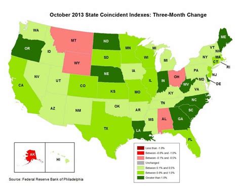 US Heat Map: State Coincident Index in October | Map, Classroom images, Heat map