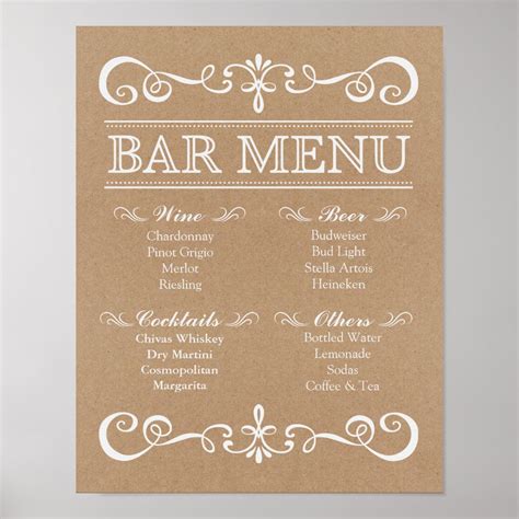 Wedding Sign – Bar Menu Rustic Wedding Sign | Zazzle