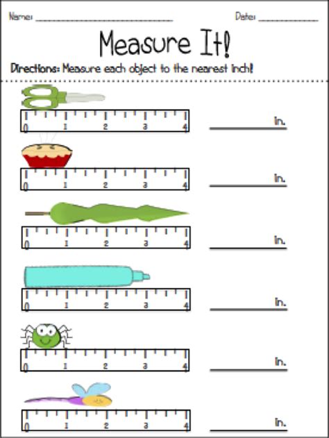 Measurement To The Nearest Inch Worksheets