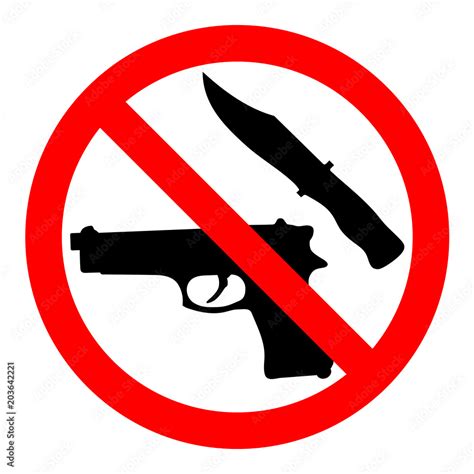 Weapon prohibited icon. Forbidding vector sign "No weapons" with gun ...