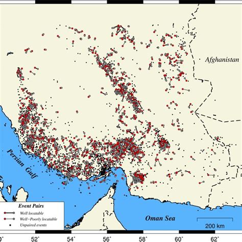 Epicenter location map for period 2006 to 2017 reported by IRSC and ...